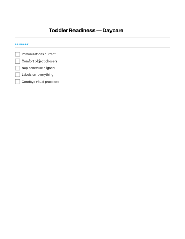 Toddler Readiness — Daycare — Babies & Toddlers template