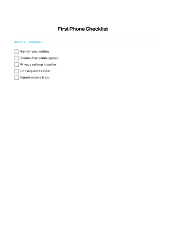 First Phone Checklist — School Years template