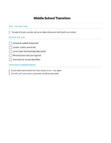 Middle School Transition — Teens template