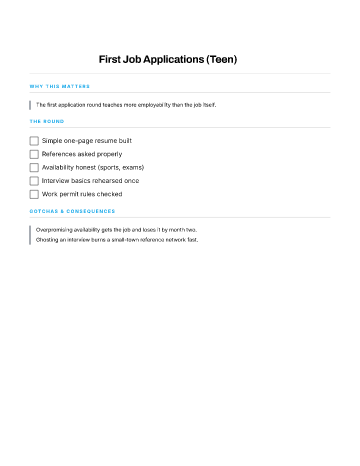 First Job Applications (Teen) — Teens template