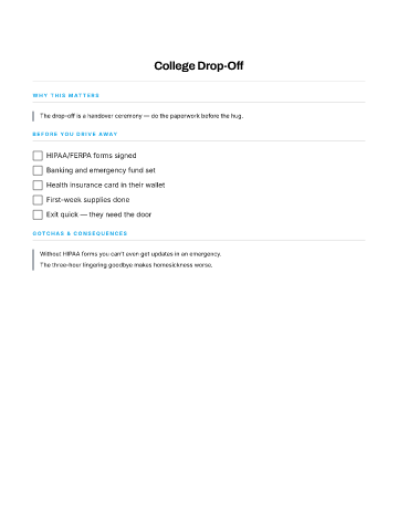 College Drop-Off — Teens template