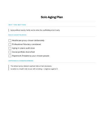 Solo Aging Plan — 60s Plus template