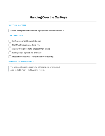 Handing Over the Car Keys — 60s Plus template