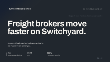 Switchyard Logistics — Q2 2026 Board Update — Internal / partnership pitch deck template