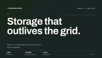 Verdigris Grid — Series A Investor Deck — Investors & board pitch deck template