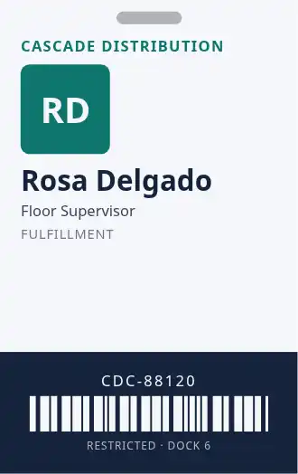 Cascade Distribution — Barcode Footer — Employee Badges template
