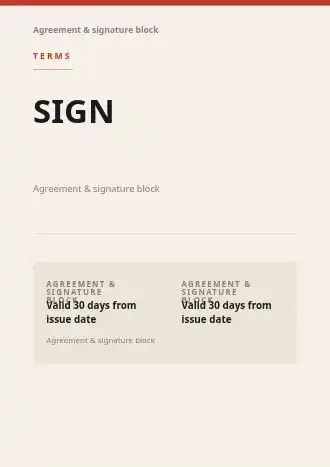 SIGN HERE — Proposals & Pricing template