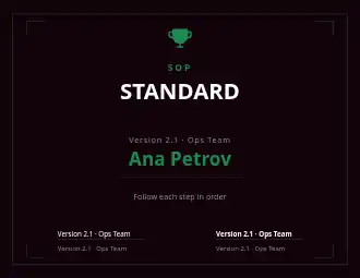 STANDARD PROCEDURE — SOPs & Process template