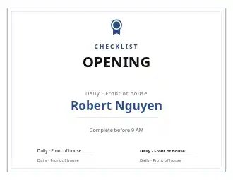 OPENING CHECKLIST — SOPs & Process template