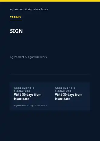SIGN HERE — Proposals & Pricing business template