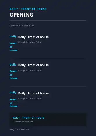 OPENING CHECKLIST — SOPs & Process business template