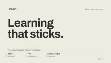 Sprout — Seed investors — Seed investors pitch deck template