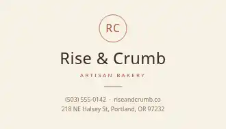 Rise & Crumb — Food & Bakery business card template