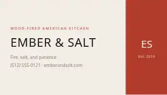 Ember & Salt — Restaurants & Hospitality business card template