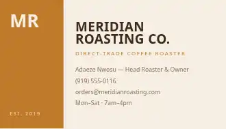 Meridian Roasting Co. — Coffee & Café business card template