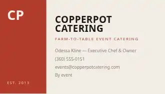 Copperpot Catering — Catering & Events business card template
