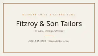 Fitzroy & Son Tailors — Tailoring & Apparel business card template