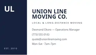 Union Line Moving Co. — Moving & Logistics business card template