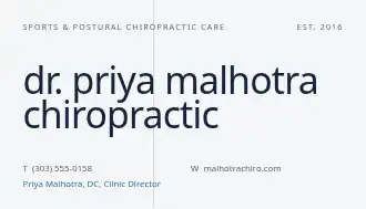 Dr. Priya Malhotra Chiropractic — Chiropractic & Therapy business card template
