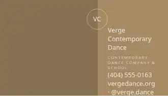 Verge Contemporary Dance — Dance & Performing Arts business card template
