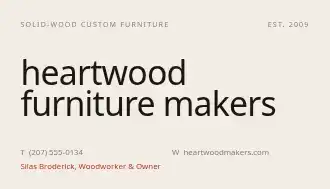 Heartwood Furniture Makers — Woodworking & Furniture business card template