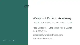 Waypoint Driving Academy — Education & Tutoring business card template