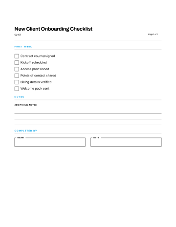 New Client Onboarding Checklist — Business Operations template