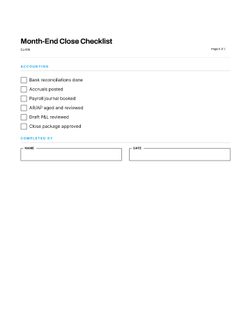 Month-End Close Checklist — Business Operations template