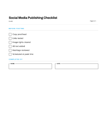 Social Media Publishing Checklist — Business Operations checklist template