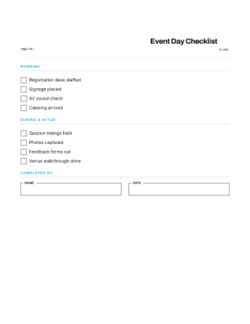 Event Day Checklist — Events & Hospitality template
