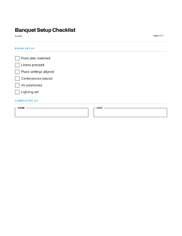 Banquet Setup Checklist — Events & Hospitality template
