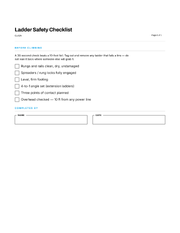 Ladder Safety Checklist — Safety & Compliance template