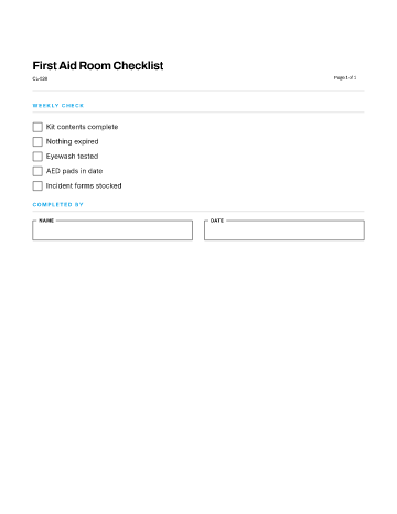 First Aid Room Checklist — Safety & Compliance template