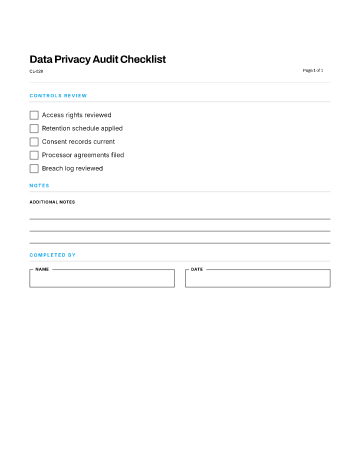 Data Privacy Audit Checklist — Safety & Compliance checklist template