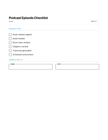 Podcast Episode Checklist — Projects & Launches template