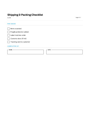 Shipping & Packing Checklist — Travel & Logistics template