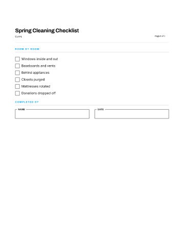 Spring Cleaning Checklist — Home & Personal checklist template
