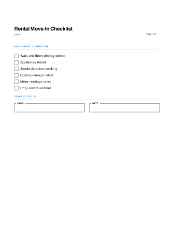 Rental Move-In Checklist — Home & Personal template