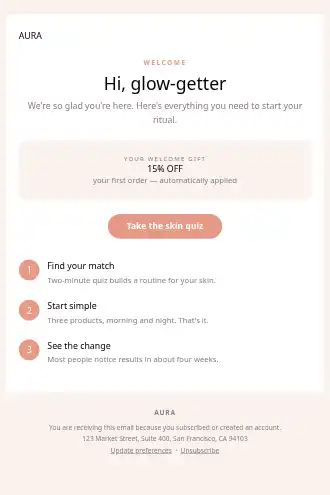 AURA — Welcome / Onboarding — Welcome & Onboarding template