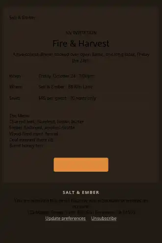 Salt & Ember — Event Invite — Events & Invites html5 email template