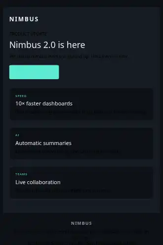 Nimbus — Product Launch / Announcement — Product Launches template