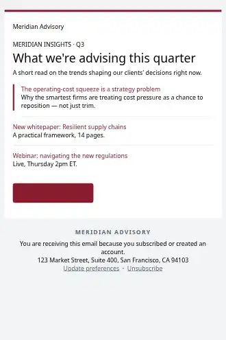 Meridian Advisory — Newsletter / Digest — Newsletters & Digests template