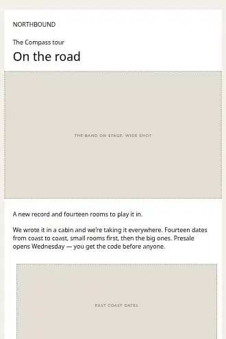 NORTHBOUND — Tour Dates — Product Launches html5 email template