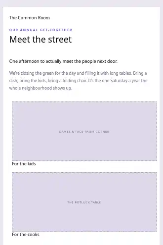 The Common Room — Community Event — Product Launches template