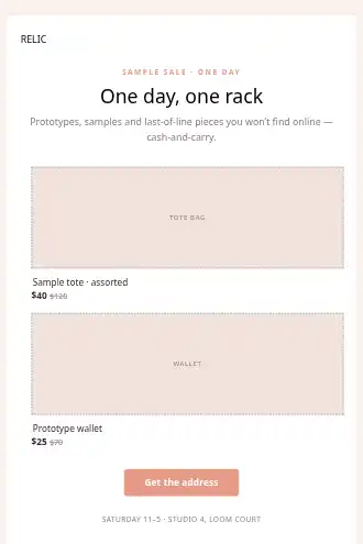 RELIC — Pop-up — Promotions & Sales html5 email template