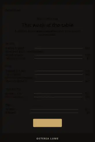 Osteria Lume — Dinner menu — Menus template