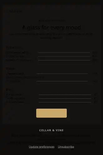 Cellar & Vine — Wine bar menu — Menus html5 email template