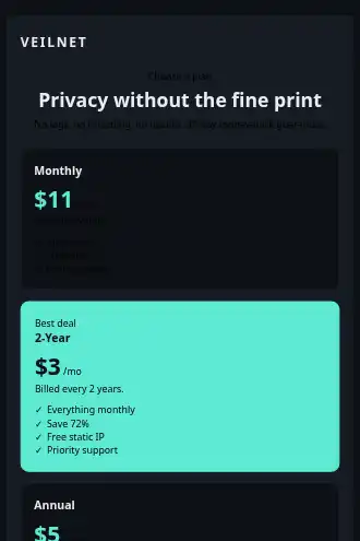 Veilnet — Pricing — Pricing html5 email template