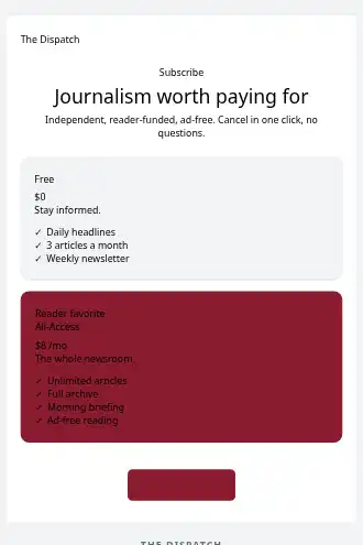 The Dispatch — Subscription — Pricing html5 email template