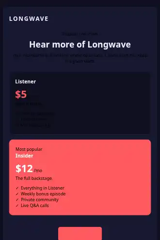 Longwave — Membership — Pricing html5 email template